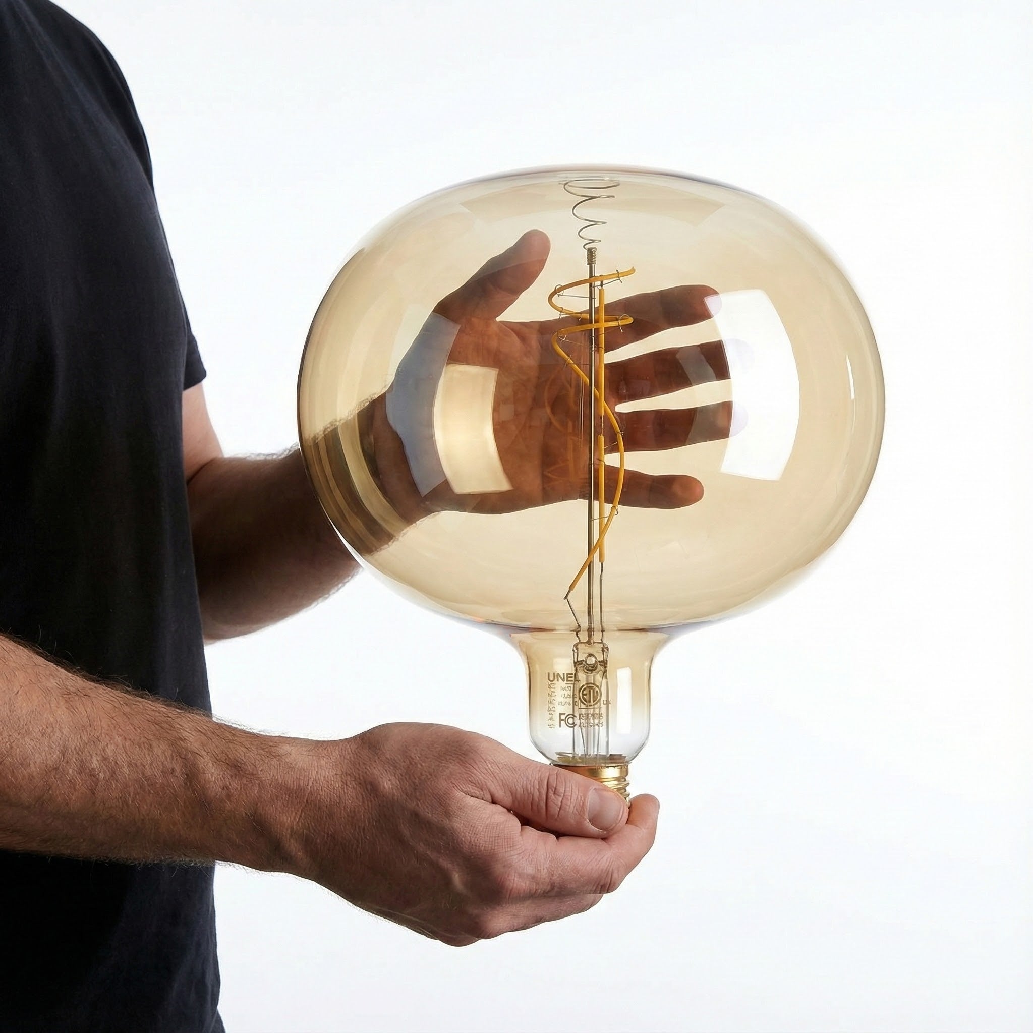 Vintage-inspired oversized amber LED bulb