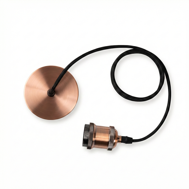 Copper E26 pendant light kit with fabric cord