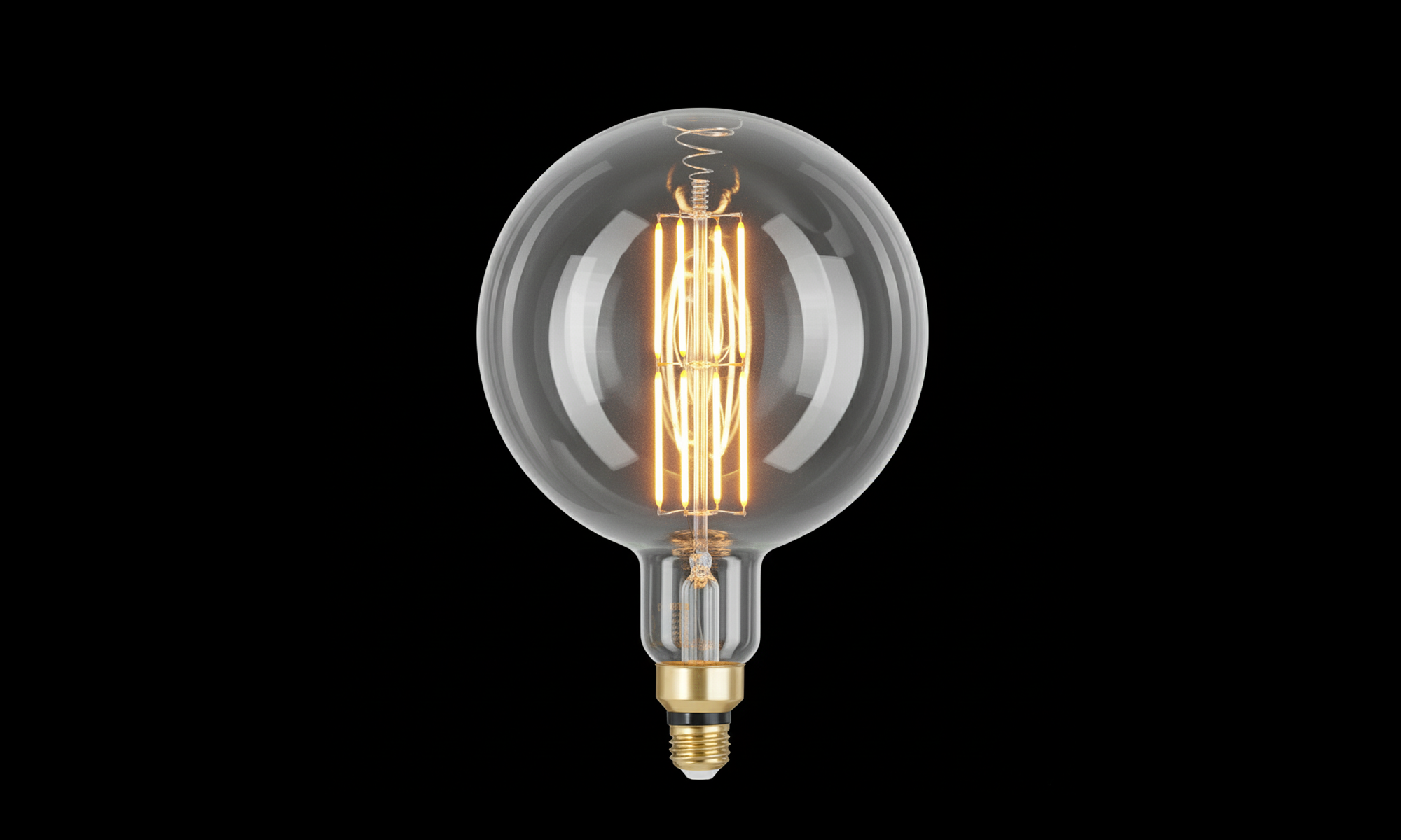 Scale reference for an oversized amber filament light bulb
